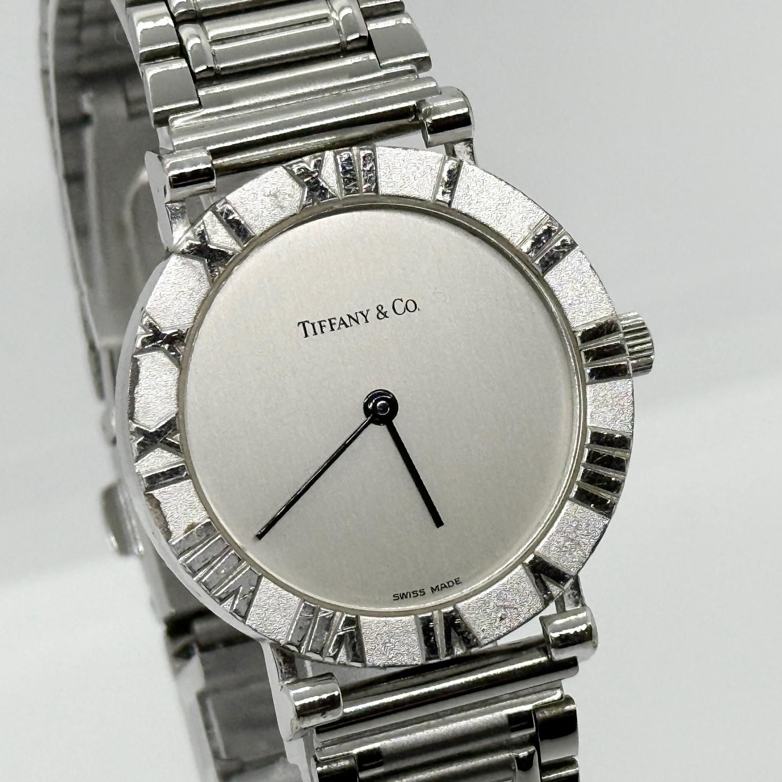 TIFFANY & Co. Atlas Authentic M0640 Quartz Watch Silver Dial Working w/Box Japan