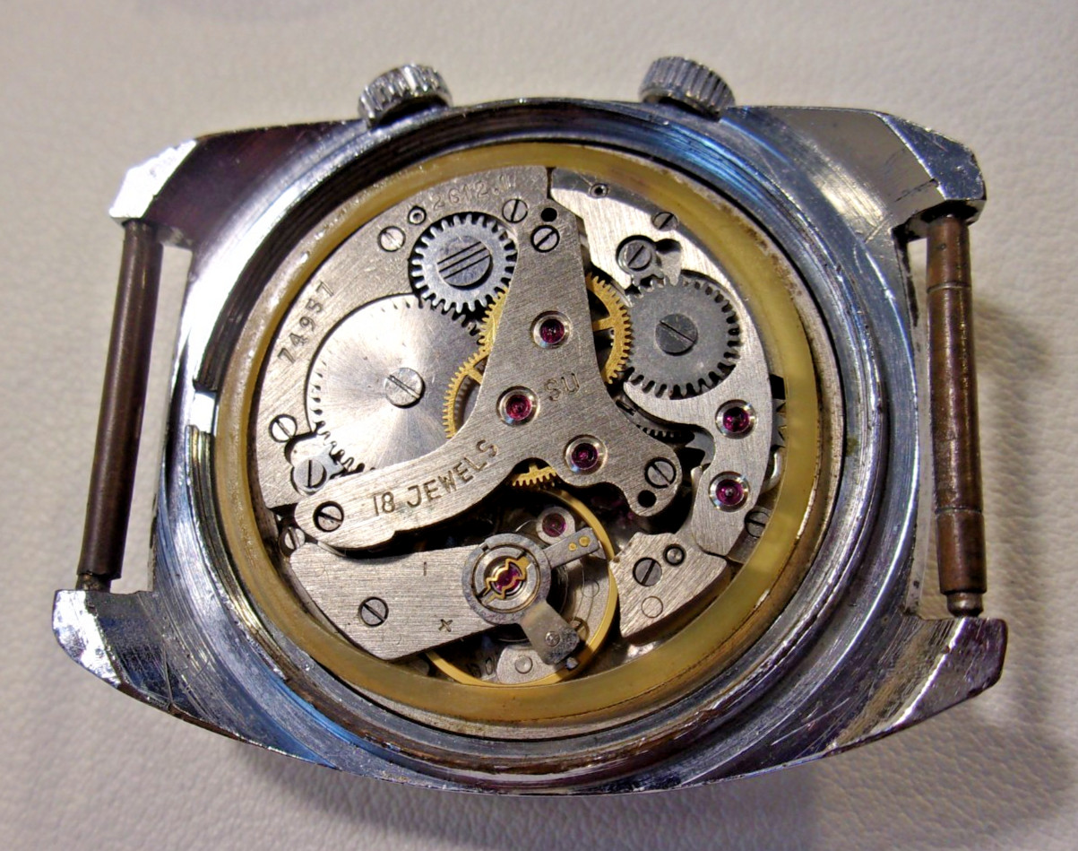 Poljot windup alarm. 18 jewels, 2612.1 movement. 34mm. Pre-owned, new strap.