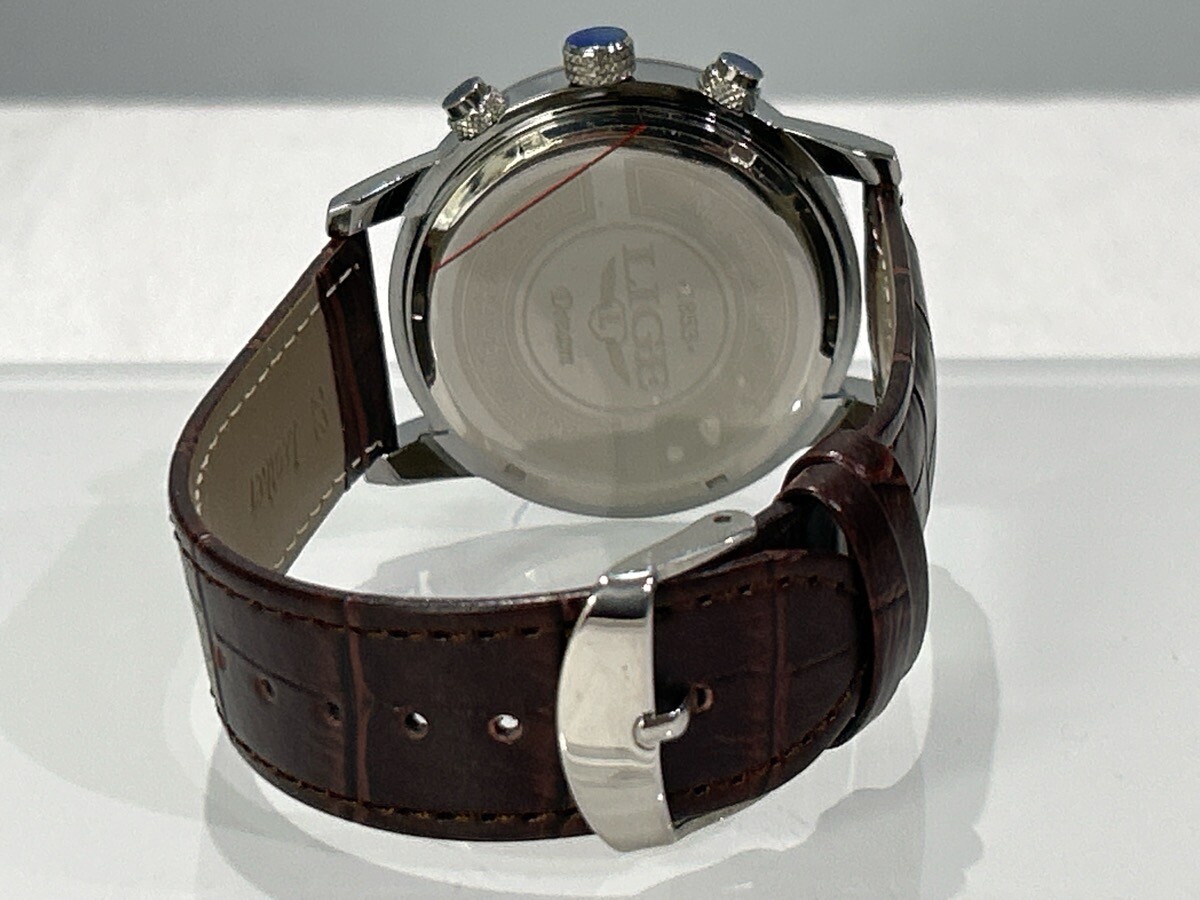 LIGE 1853 Dream White Dial, 3 Sub Chrono Stainless on Brown Leather (NJL028911)