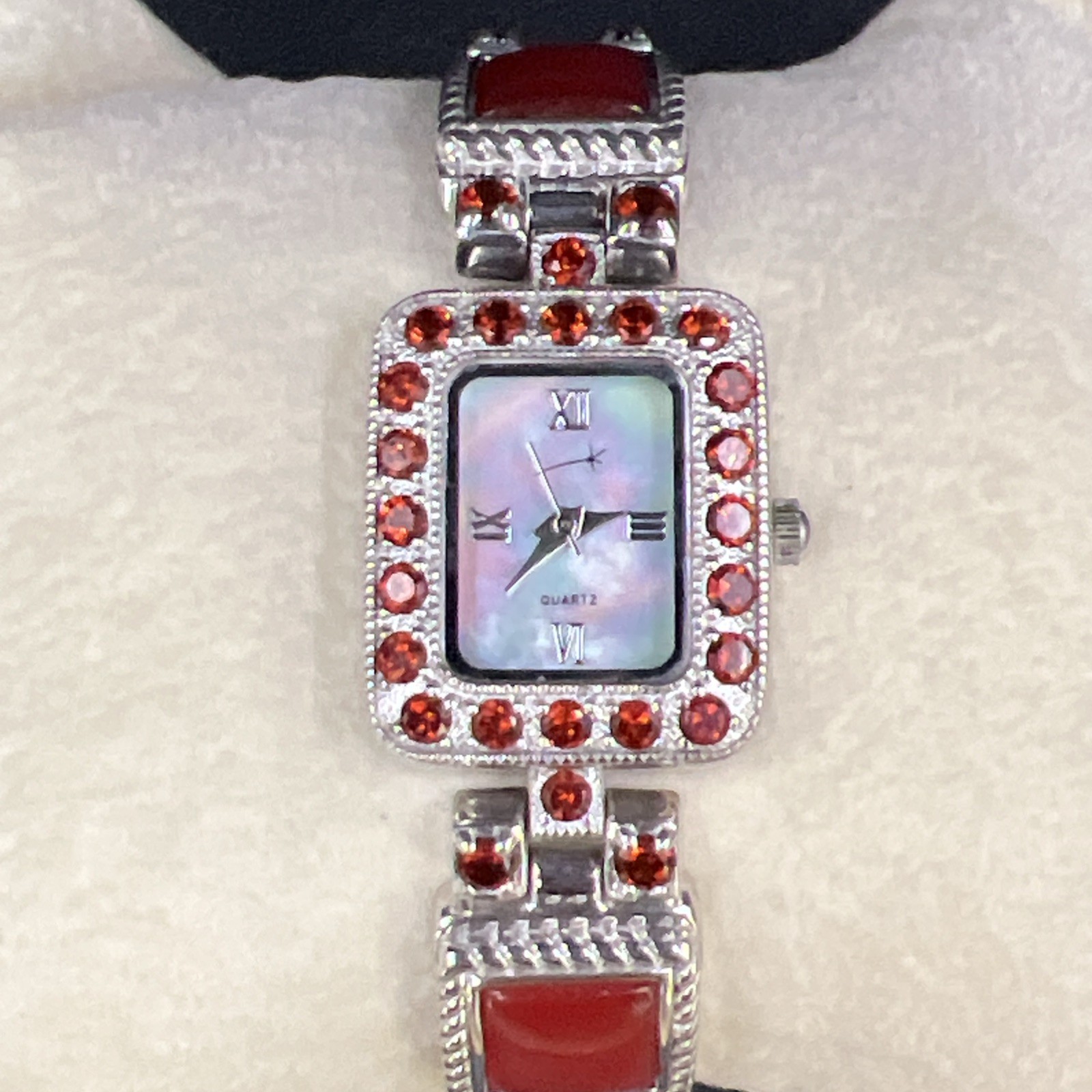 Vintage 2006 Gems 925 Solid Sterling Silver and Multi Gemstone Quartz Watch