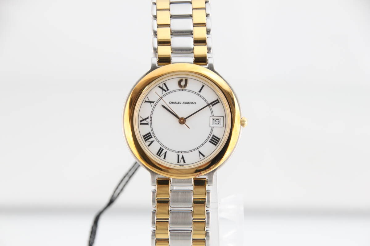 Charles Jourdan Date Combination Color Roman Dial Quartz Men’s Watch with Box an