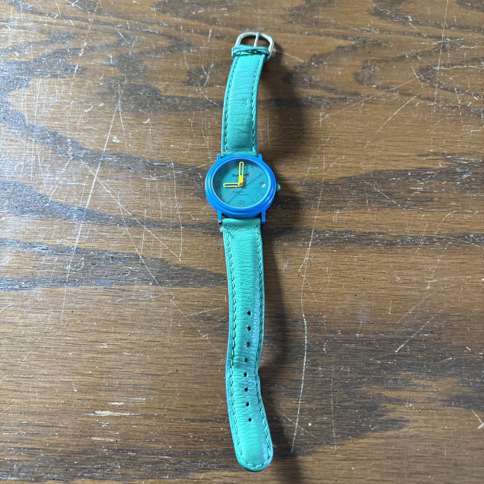 RARE VTG Vuillemin Regnier Tamoure Pop-Art Watch Blue Green Untested