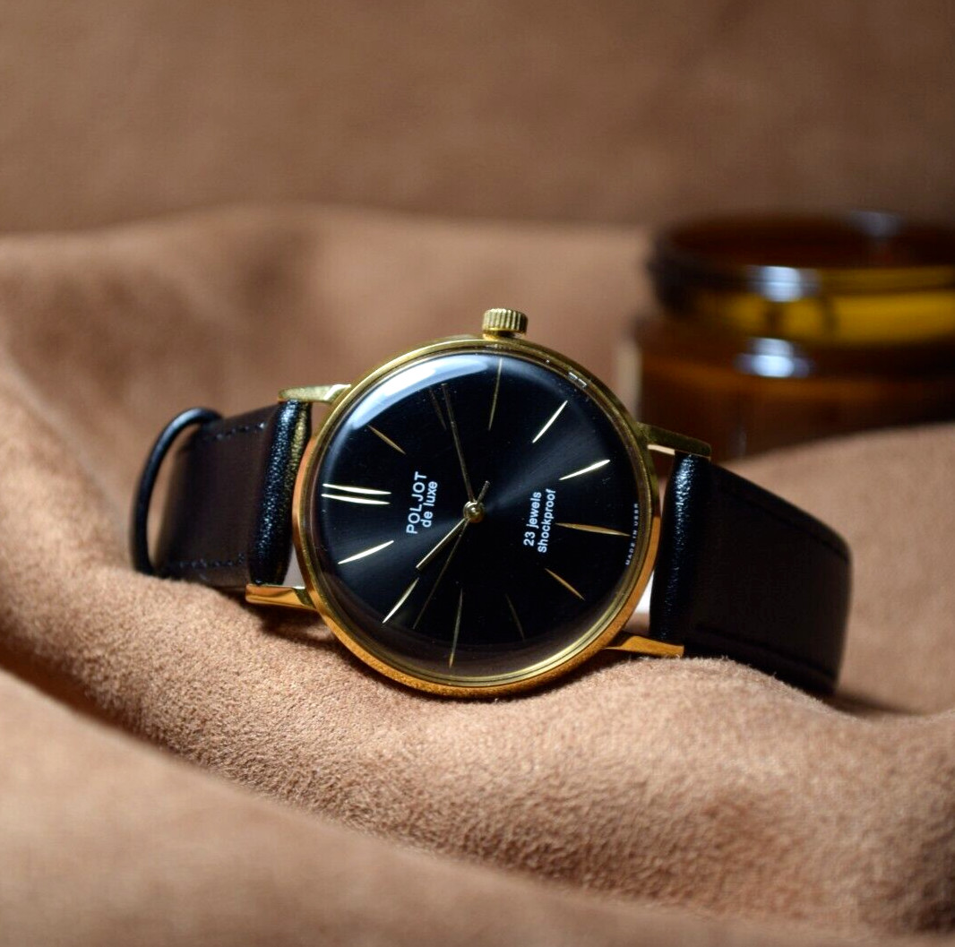 Vintage NOS Poljot De LUXE Ultra Slim 23 Jewels 2209 Soviet Mens Wristwatch USSR