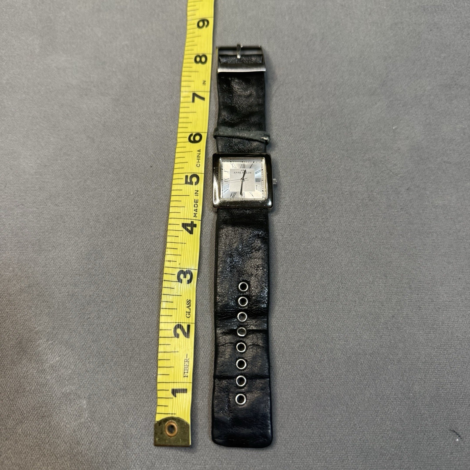 Anne Klein Watch Flexible Leather Black Band Silver Case 10/6607 Y121E Easy Read