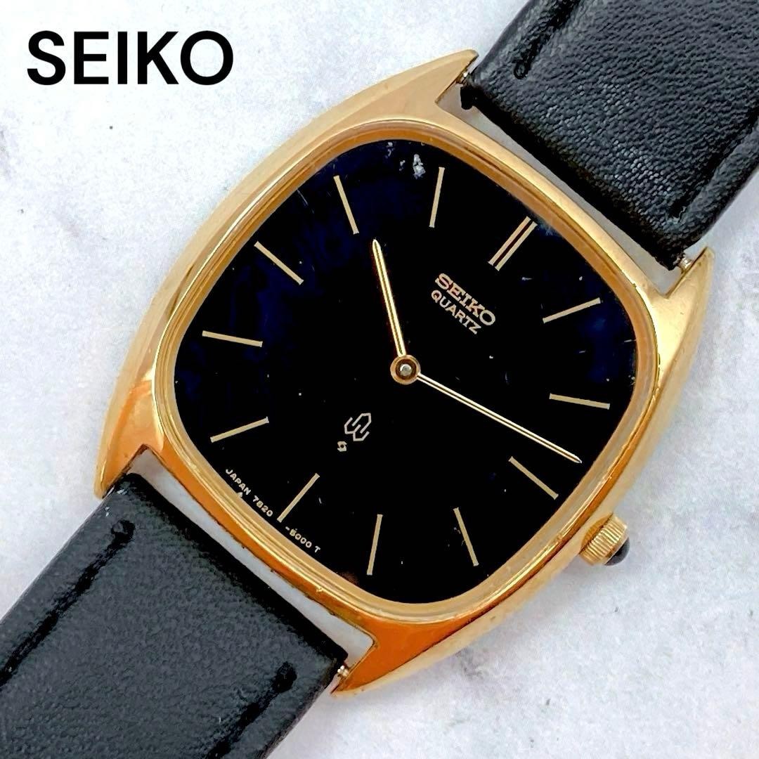 SEIKO Chariot 7820-5000 Gold Plated Square Gold Dial Quartz Watch