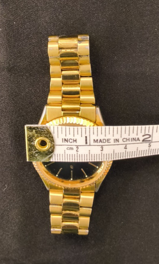 Vintage Citizen Presidential Watch Gold Tone Round Black Face Date #W5144