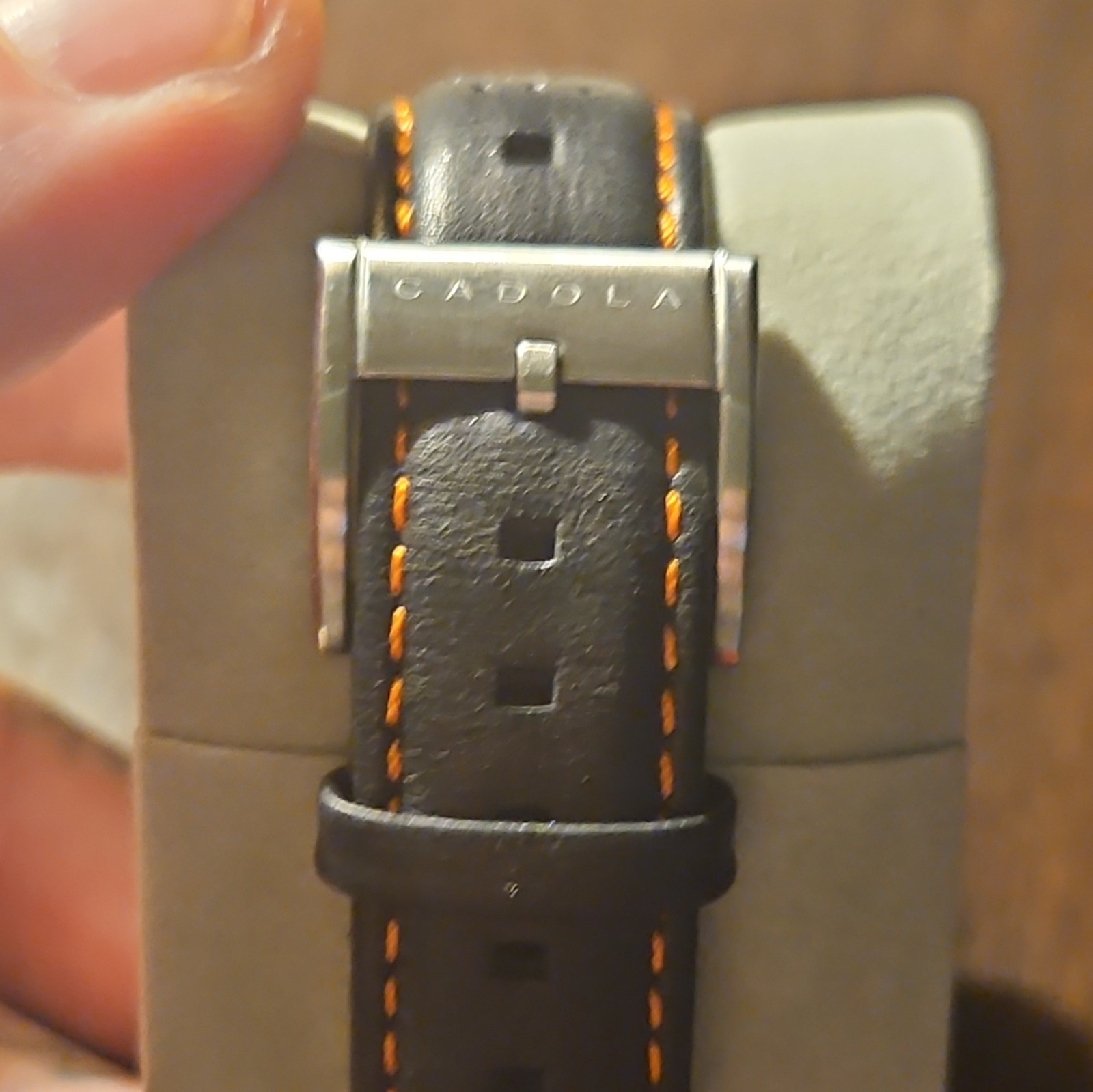 Cadola Quartz Men’s Analog Watch Gray/Orange Dial Black Leather Strap 50m