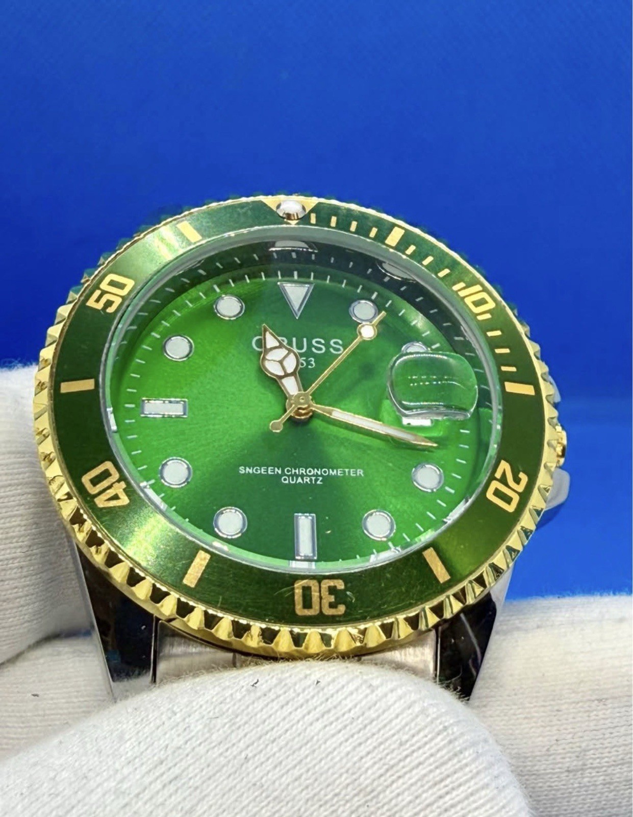 Oruss Dive Style Men’s Watch. Green Dial With 2-tone Band