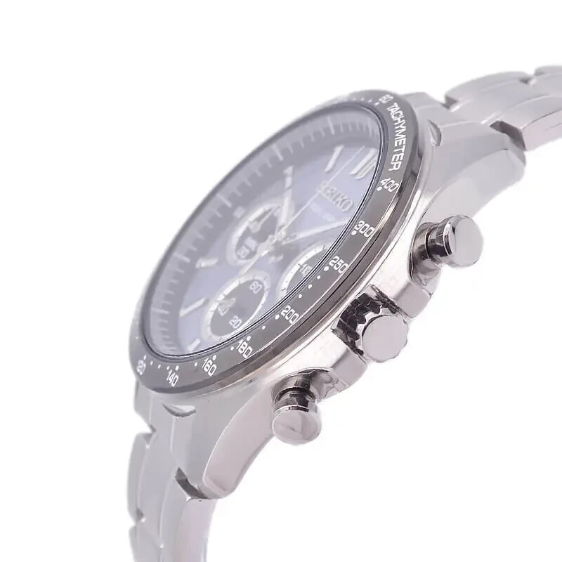 SEIKO Spirit SBTR027 Light Blue Stainless Chronograph Men`s Watch New in Box NEW