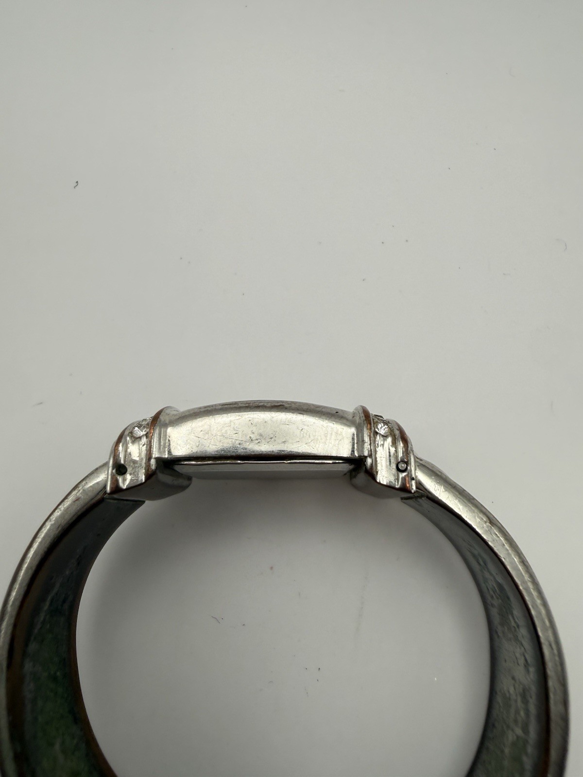 Vivani Women’s Quartz Rectangle Silver Bangle Watch Textured Dial Arabic/Stick