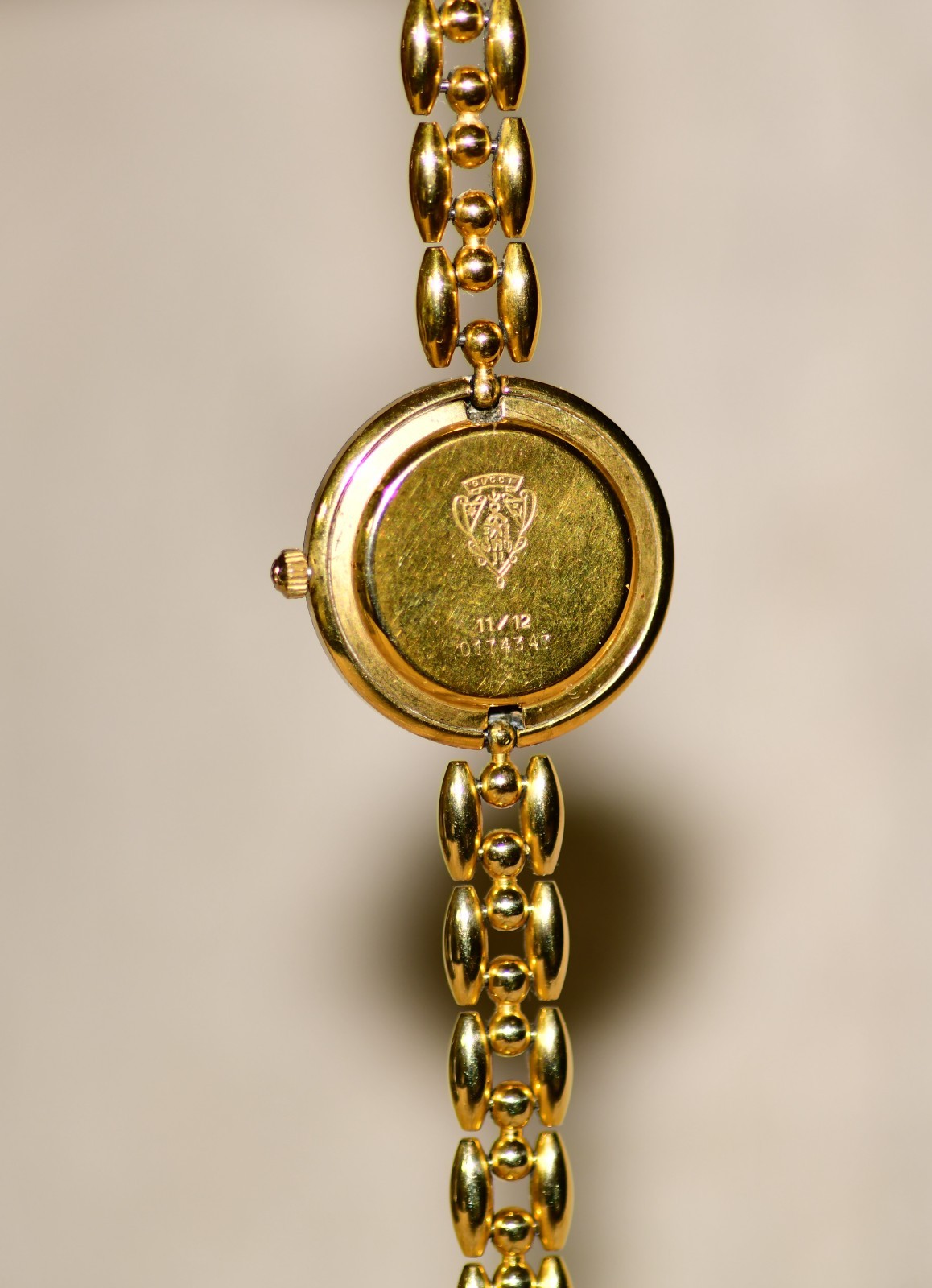 Gucci 11/12.2 Women’s Gold Plated Bezel White Dial Watch – Free U.S.A. Shipping!