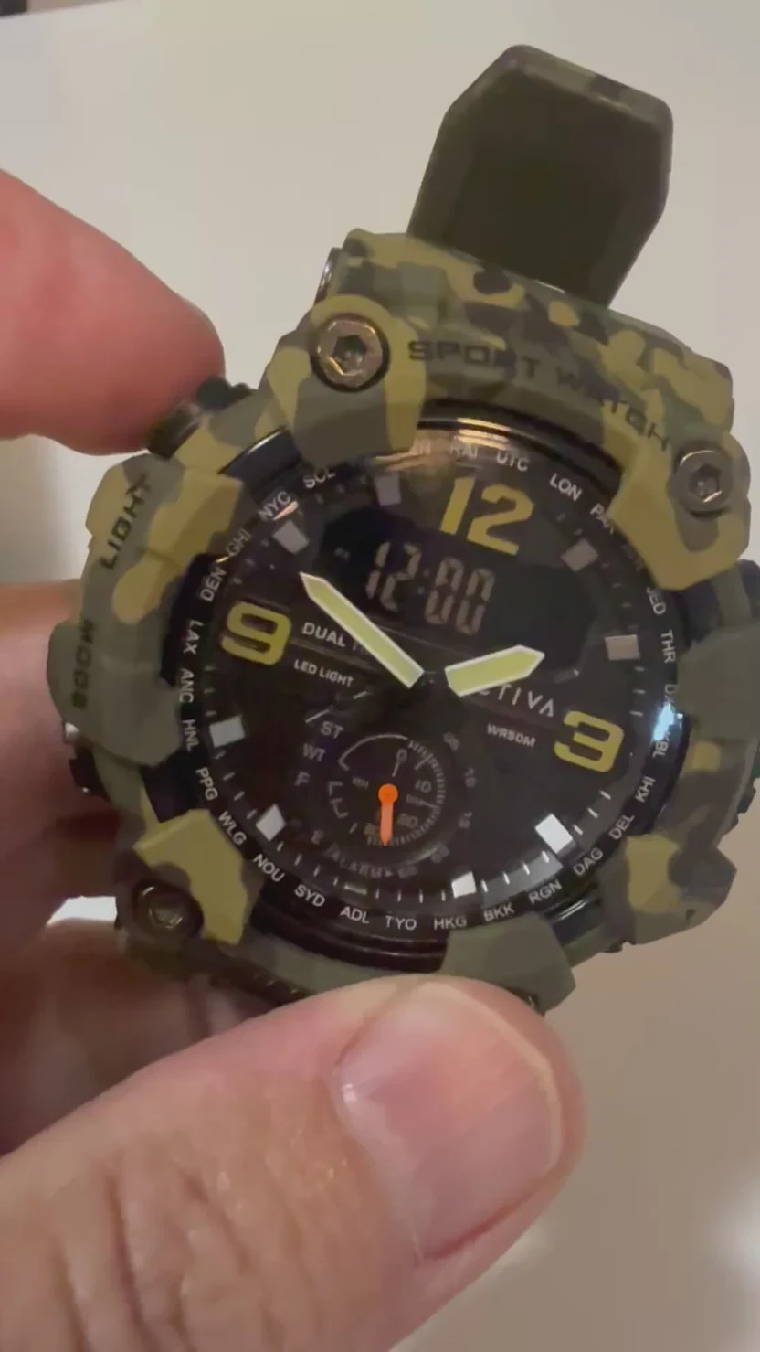 Activa X Invicta BlackOps ACW1637-004 Men 52mm Dual Time Camo Sport Watch