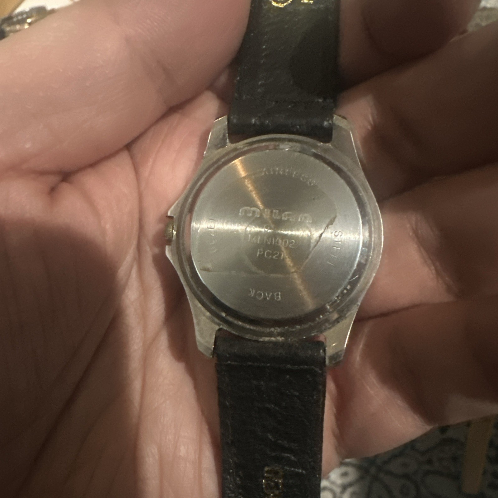 Working Vintage Milan Mens Watch Black Leather Brand New Battery 35mm Fit 8.5in”