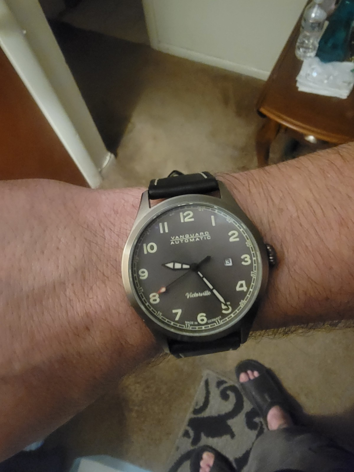Vanguard Victorville Automatic Green Dial Leather And Canvas Bands200m Date Box