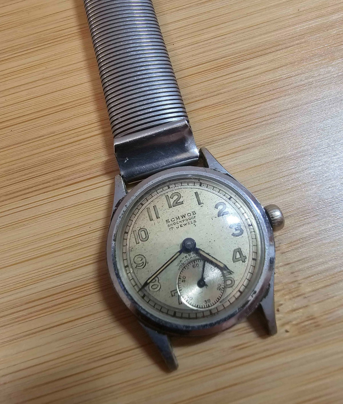 Schwob Vintage 1940s Military Style Mens Mechanical Watch