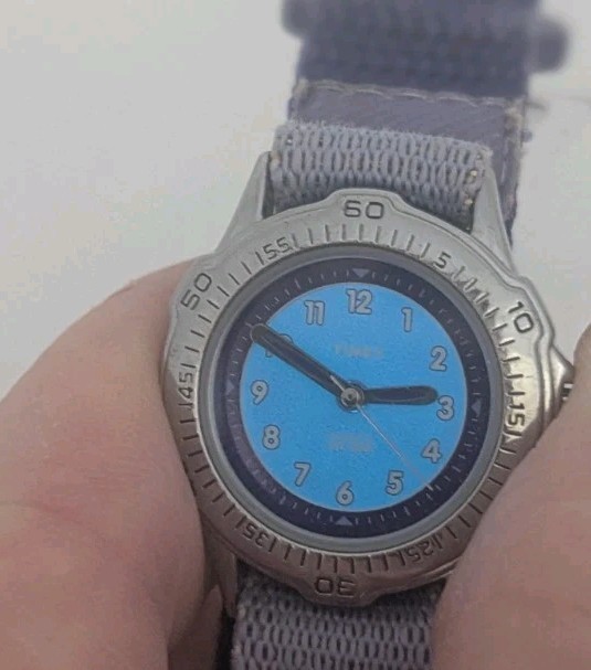 Timex Indiglo WR30m Blue Purple Face Watch New Battery Original Outdoor Strap
