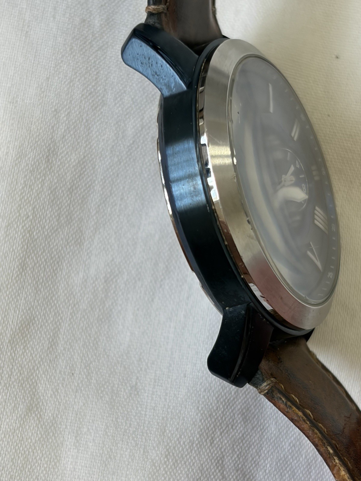 Fossil Grant FS5151 Chronograph Watch Blue Dial Brown Leather Runs