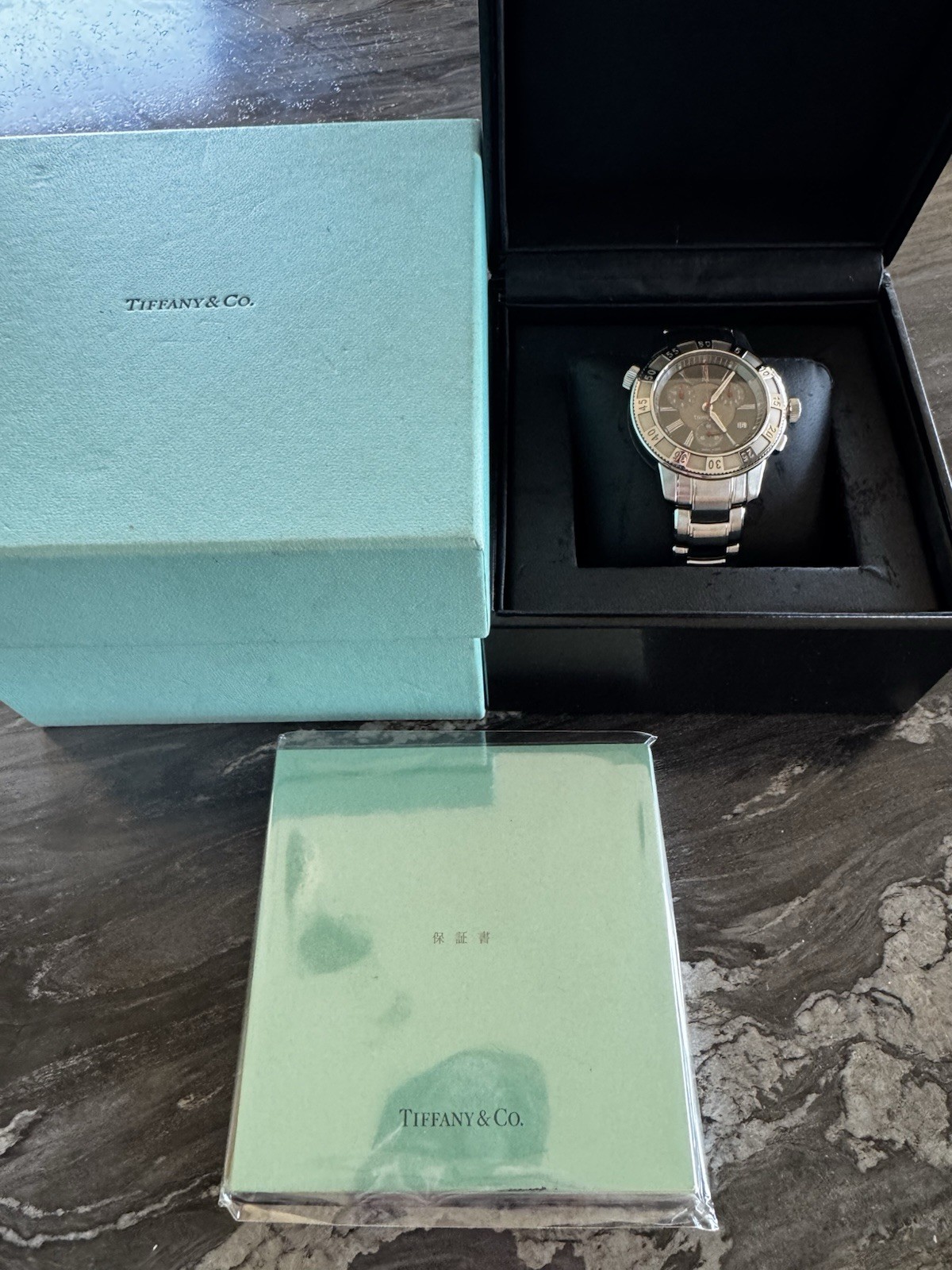 TIFFANY & Co. Mark T-57 17840894 Quartz Chronograph Men’s W/ Boxes Excellent!