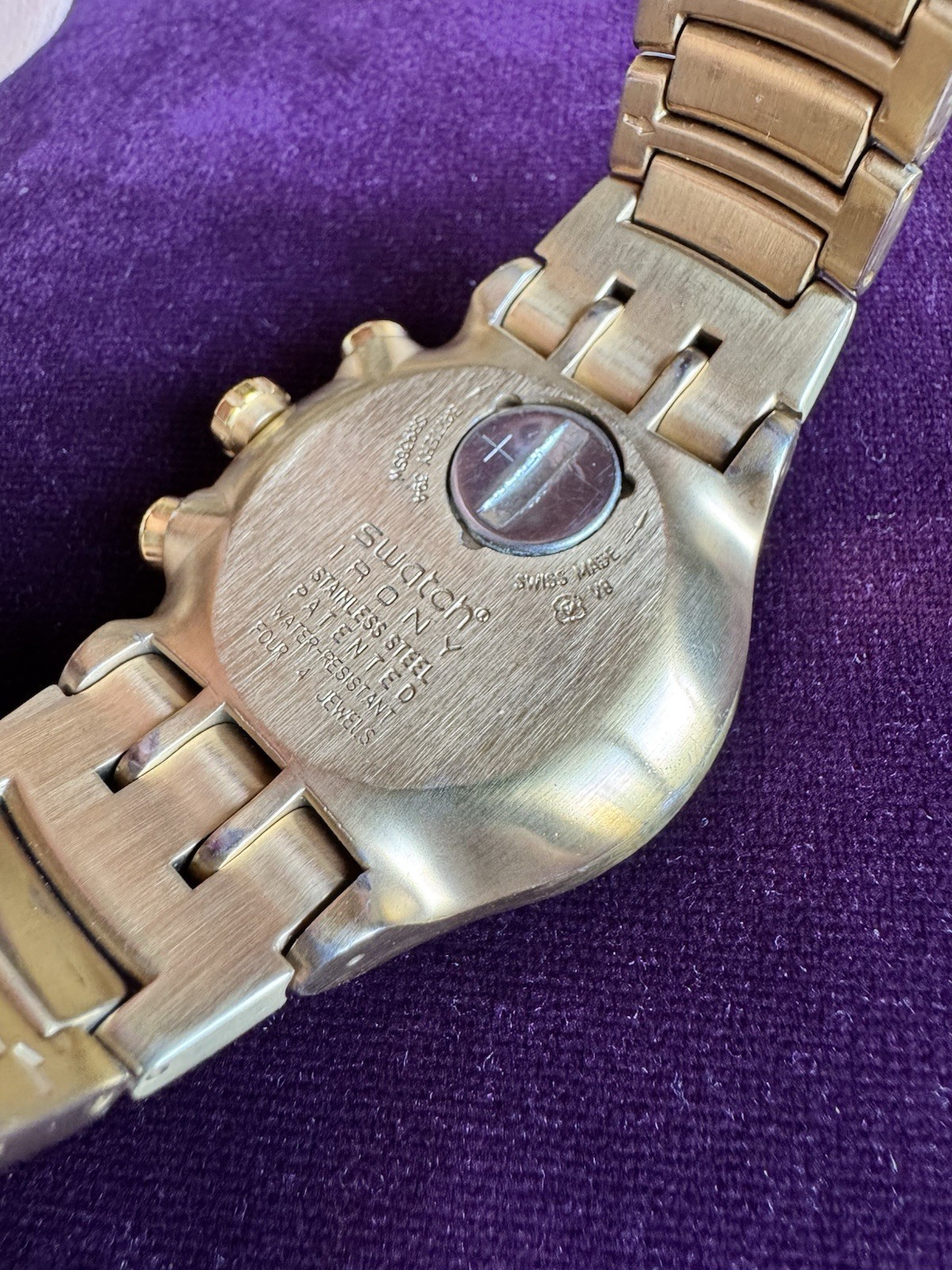 SWATCH WATCH YOG100G THE GOLDEN CHEST IRONY CHRONOGRAPH 2007 NOT WORKING RARE