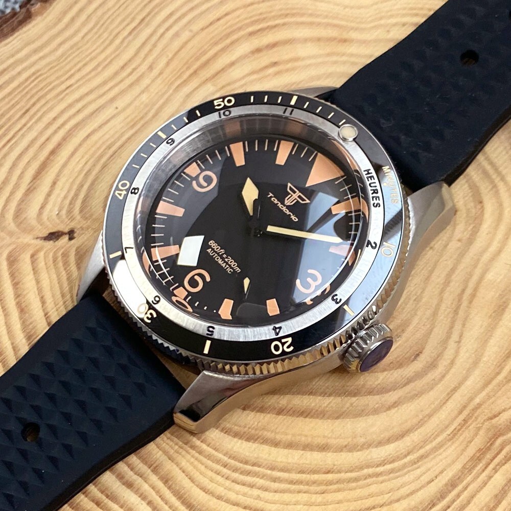 Tandorio 40mm Vintage 200m Diving Watch For Men Sapphire Glass Japan NH35A Lume