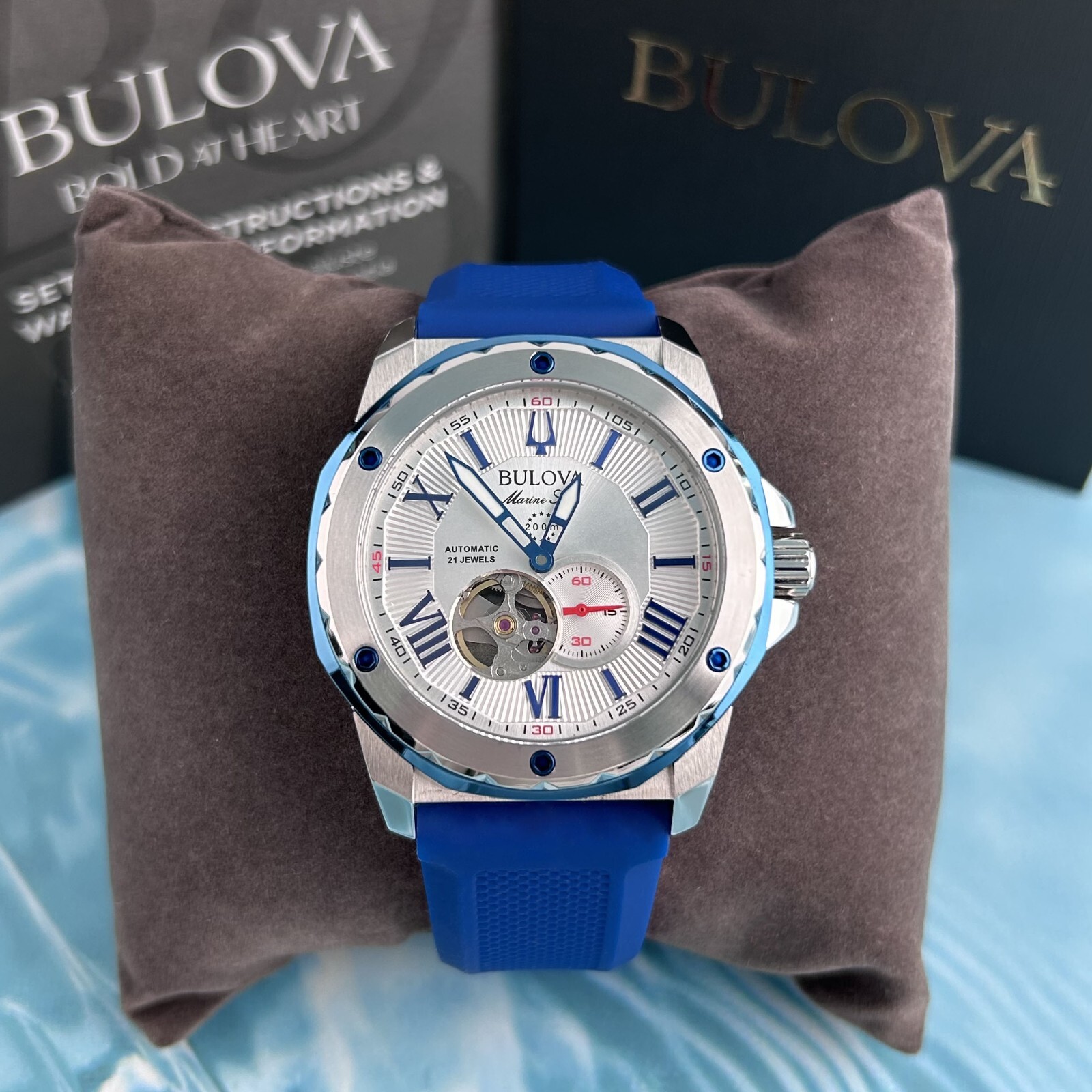 Bulova Marine Star Series A Blue Strap/98A225 Men’s Chronograph Auto Watch 45mm