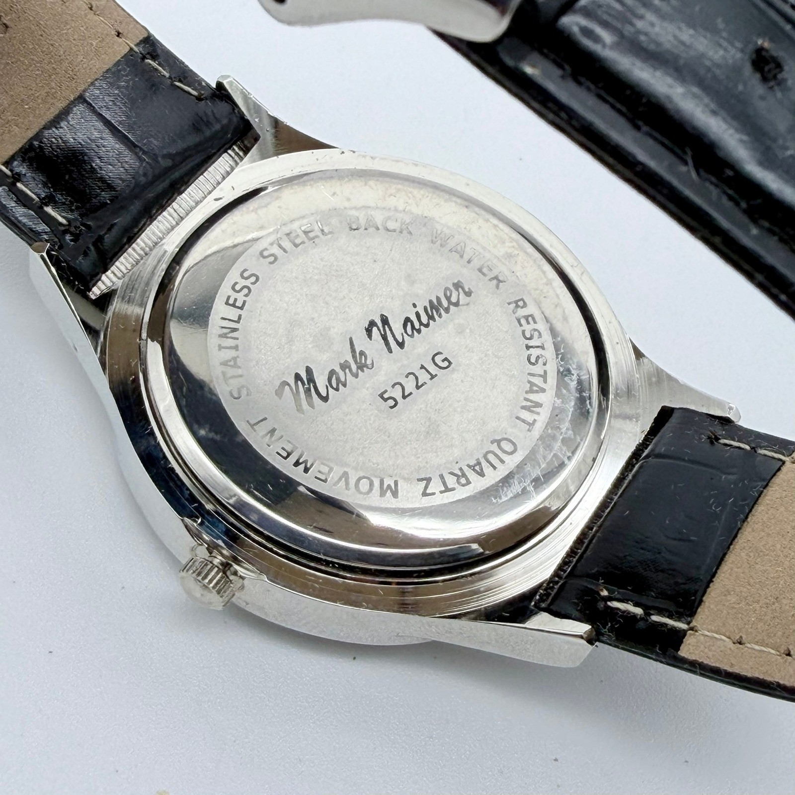 Mark Naimer Celebrity Couples Unisex Quartz Leather Black Crystal Watch Set