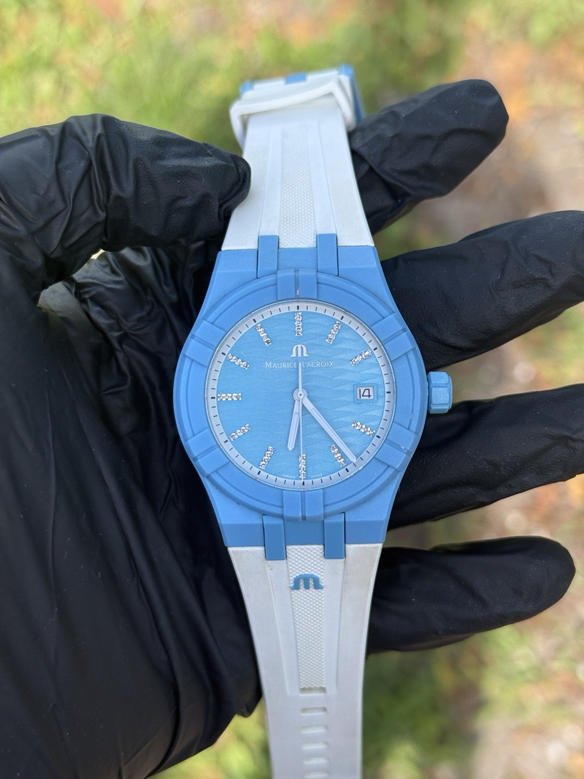 Maurice Lacroix Aikon Tide Sports Baby Blue with Diamonds Women’s Watch (used)