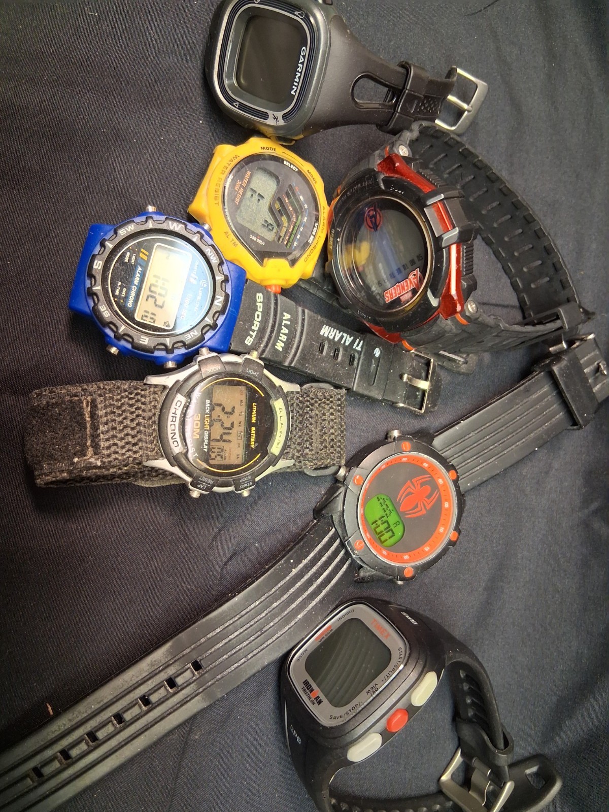 Lot of 7 Mens Digital Watches. Various Models. As Is, For Parts Or Repair