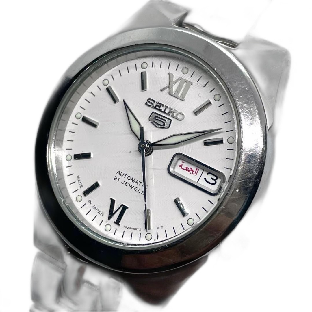 Seiko 5 Wristwatch Silver Day-Date 7S26-02V0 Pre-owned Excellent