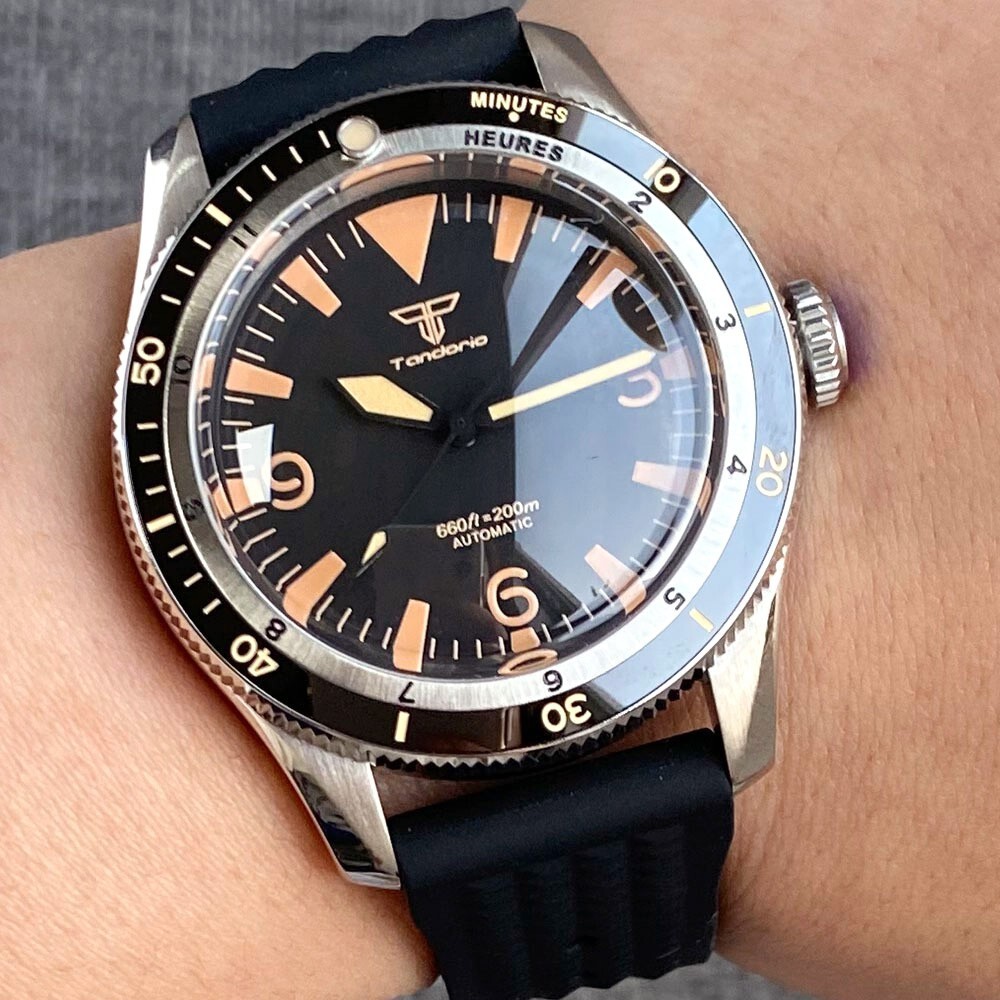 Tandorio 40mm Vintage 200m Diving Watch For Men Sapphire Glass Japan NH35A Lume