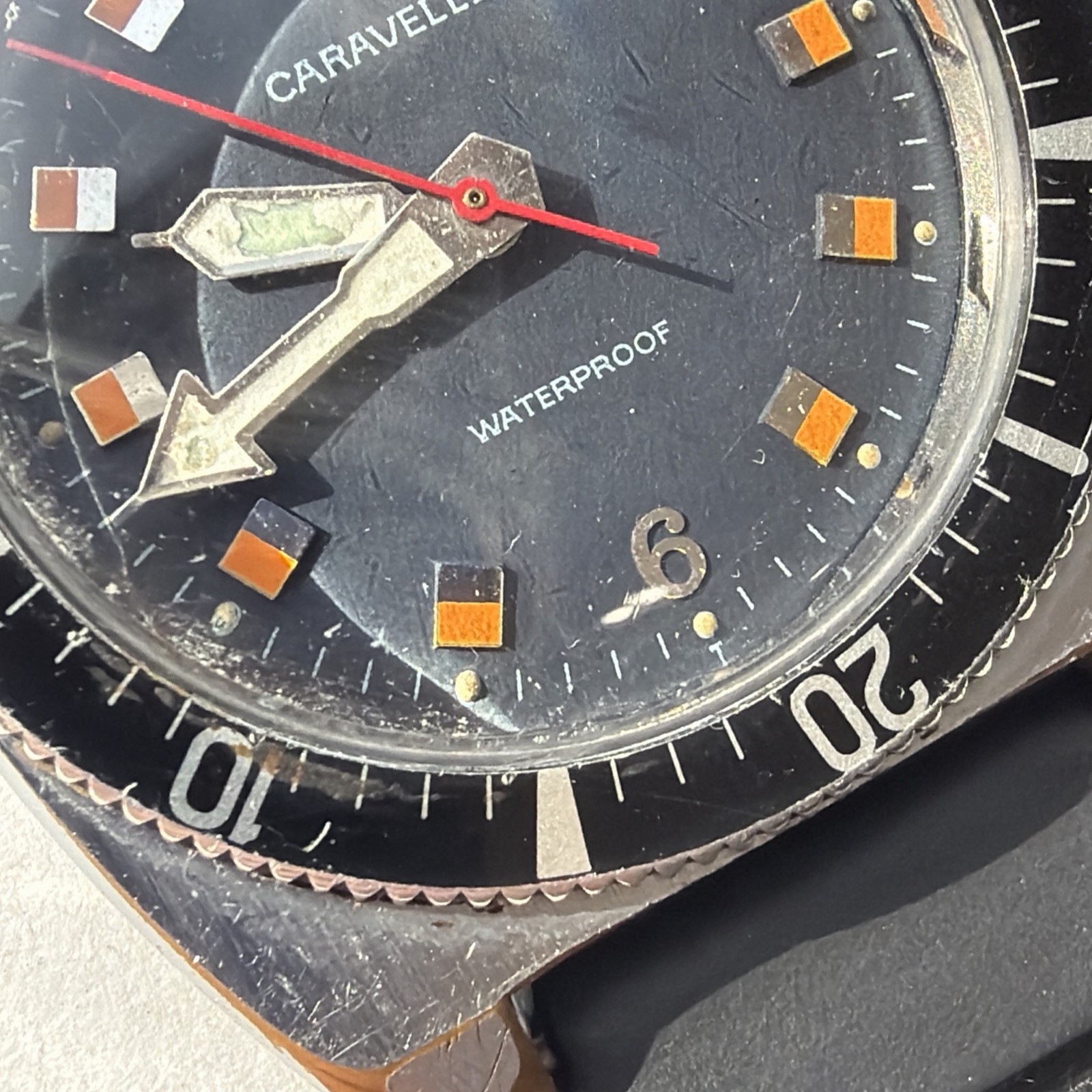 AS53 CARAVELLE VINTAGE DIVER Black Bezel Orange-Black Dial WATERPROOF Running**