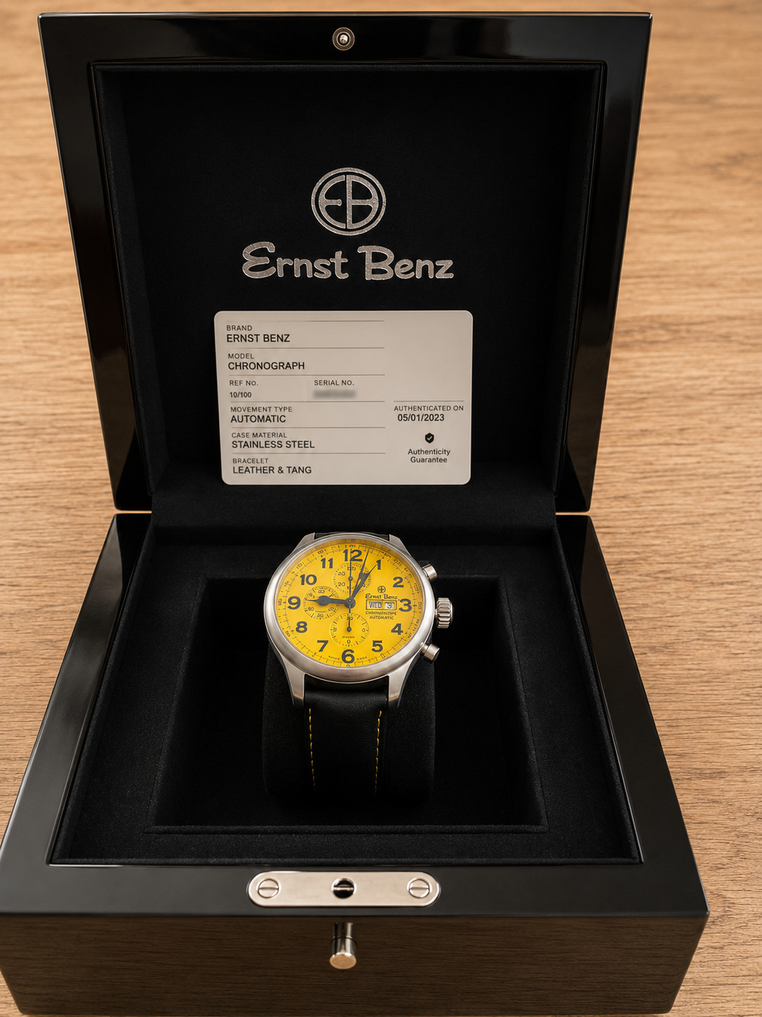 Ernst Benz Chronoscope Automatic Chronograph watch with the rare yellow dial.