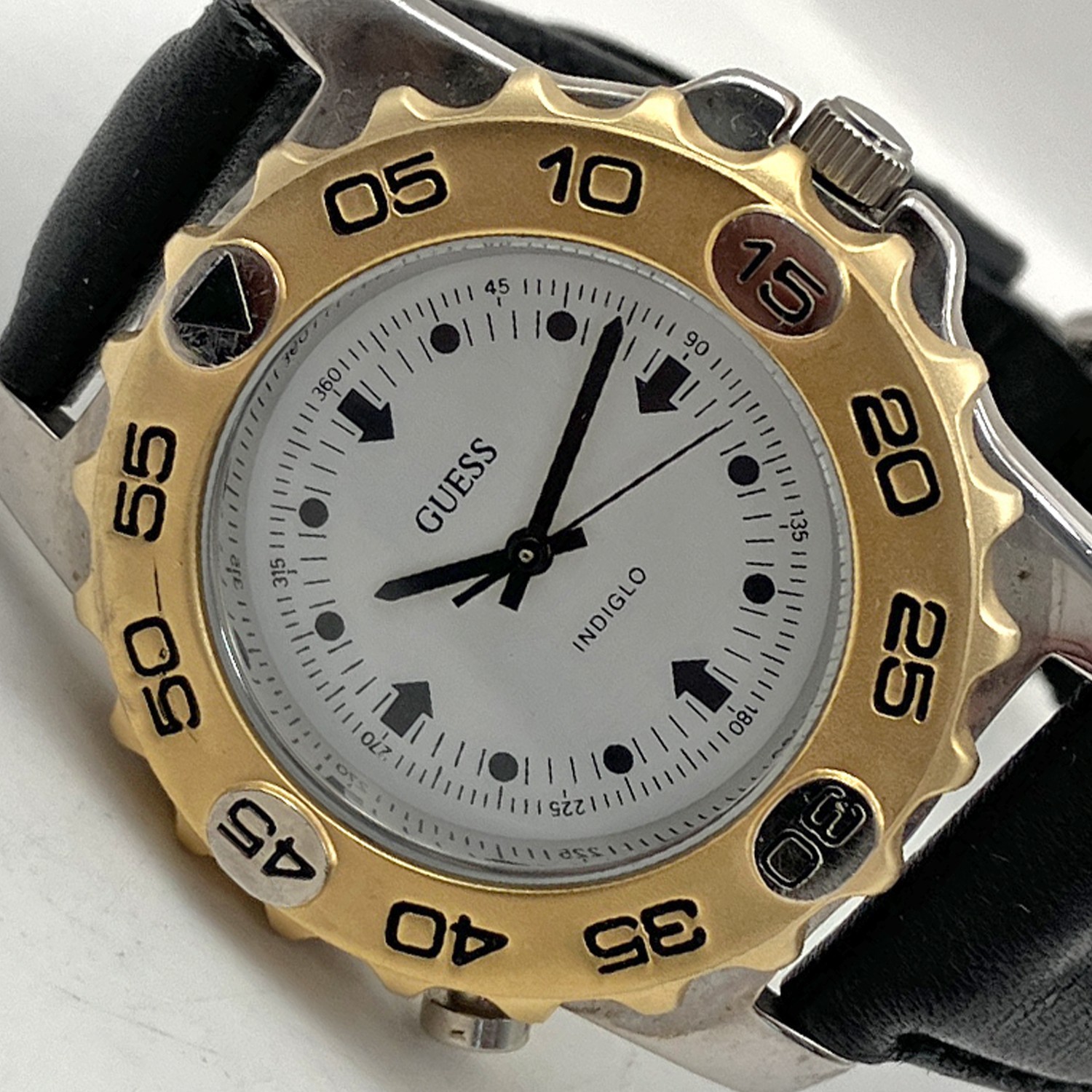 Vintage Guess Indiglo Dive Style Watch 1995 Rotating Bezel 36mm Mens