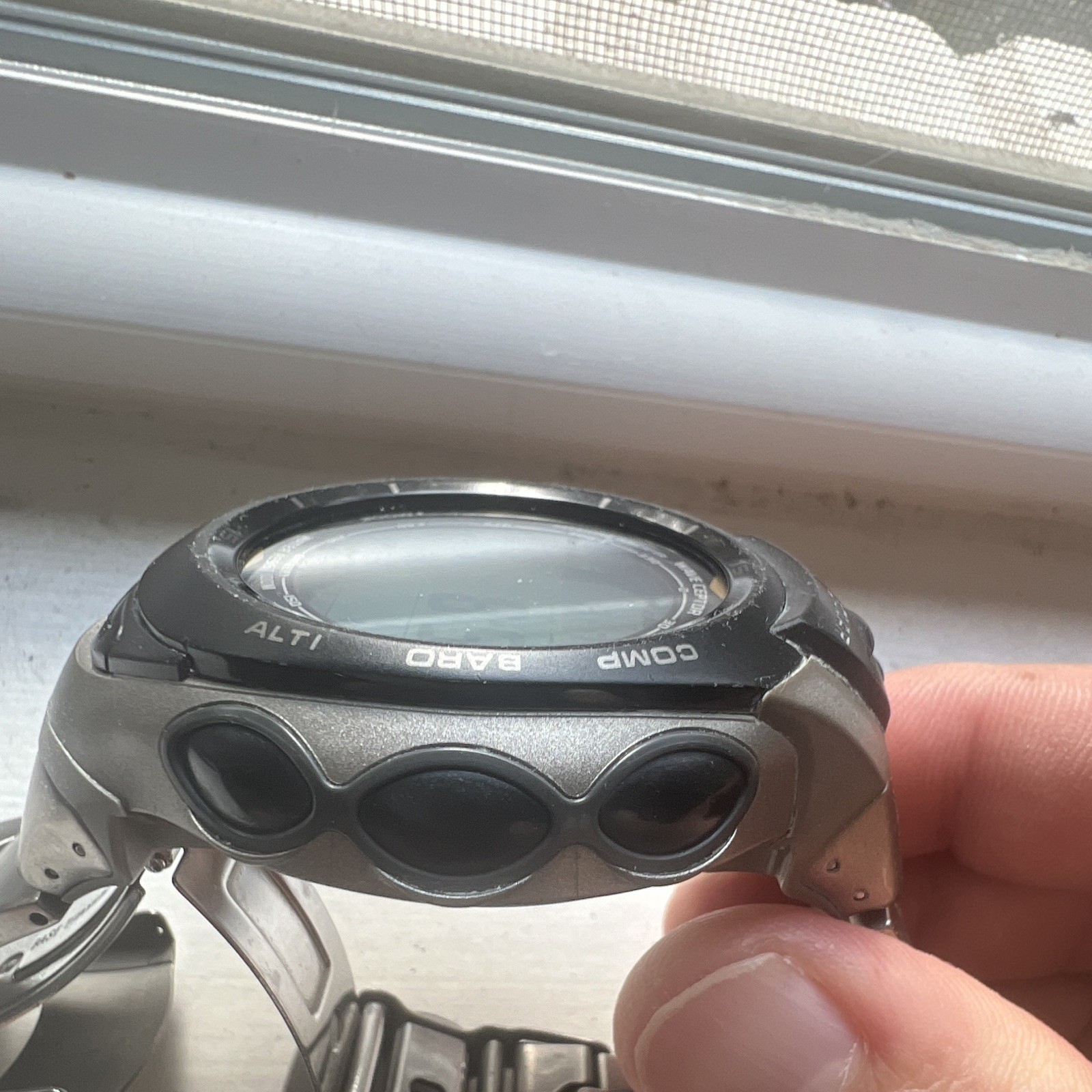 Casio Pathfinder Wave Ceptor Digital ABC Sensor Watch 100m Titanium bracelet.