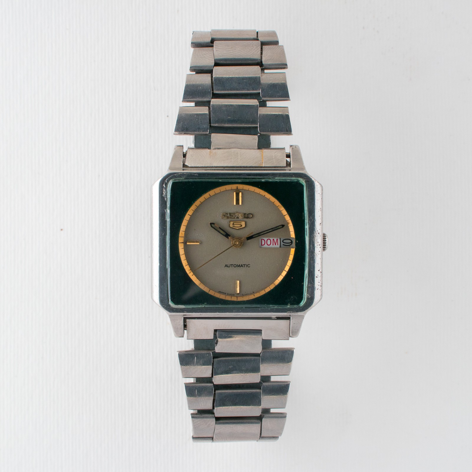 Vintage Seiko 5 Automatic TV Case 6309-547A Two-Tone Green/Silver Dial Watch