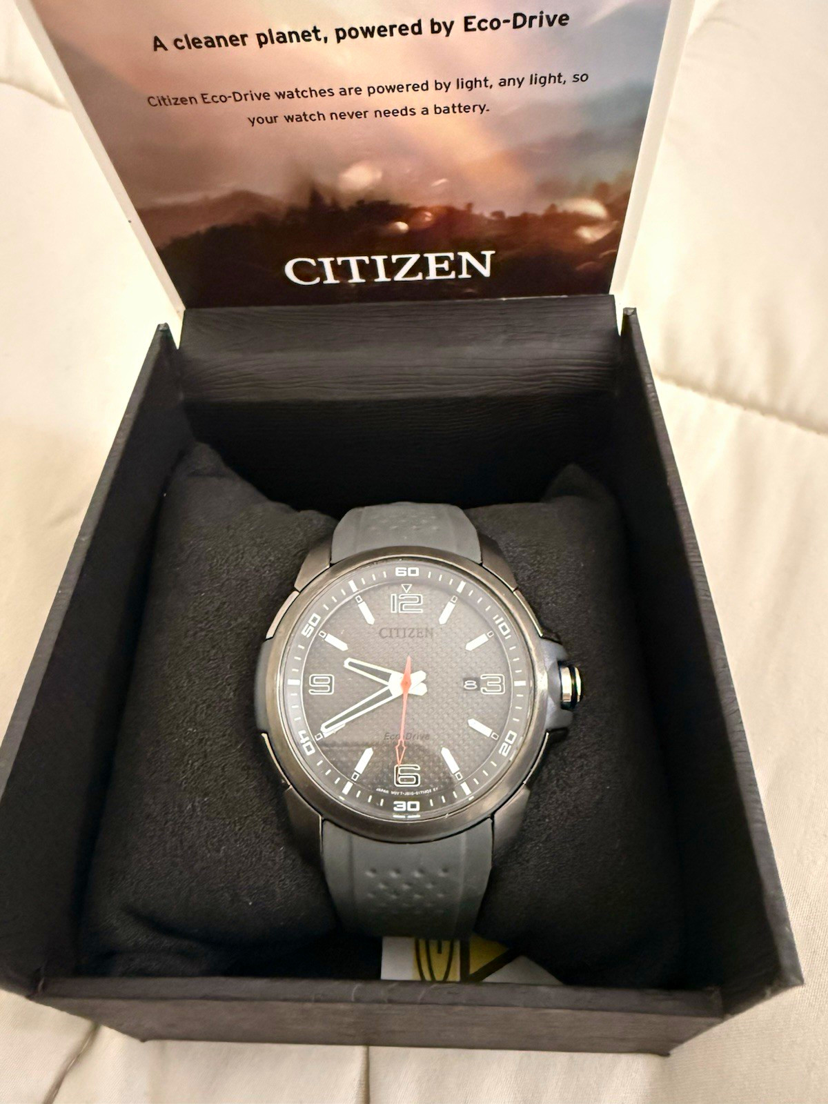 Citizen Eco-Drive Naismith Trophy 43mm Black Dial Rubber Strap WR100 Box
