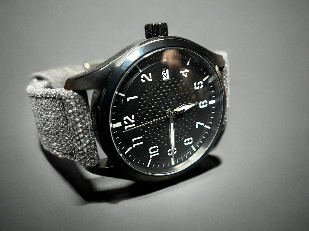 Sevin Pilot’s Black Waffle & Black PVD Case Automatic Watch