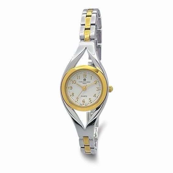 Charles Hubert 26mm Womens White Dial Two-Tone Quartz Watch