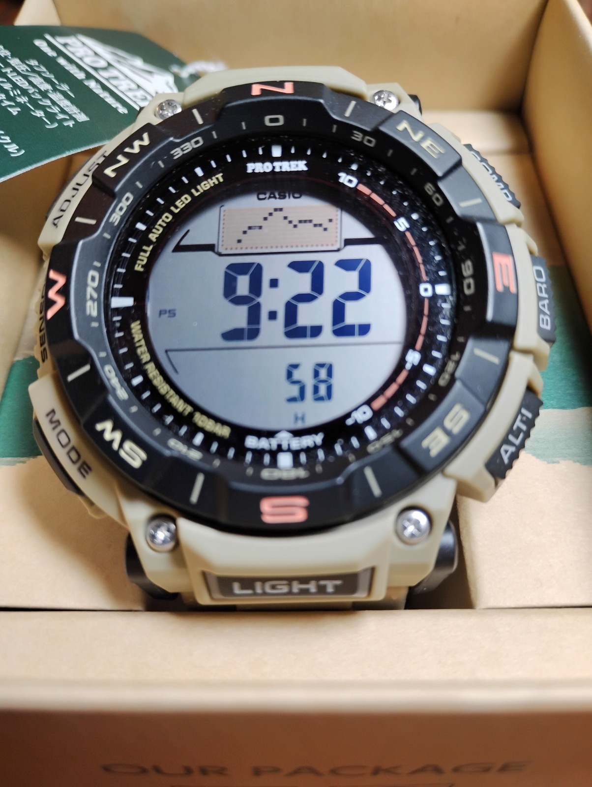 CASIO PRO TREK PRG-340L-5JF Climber Line Solar Compass Outdoor Digital Men Watch