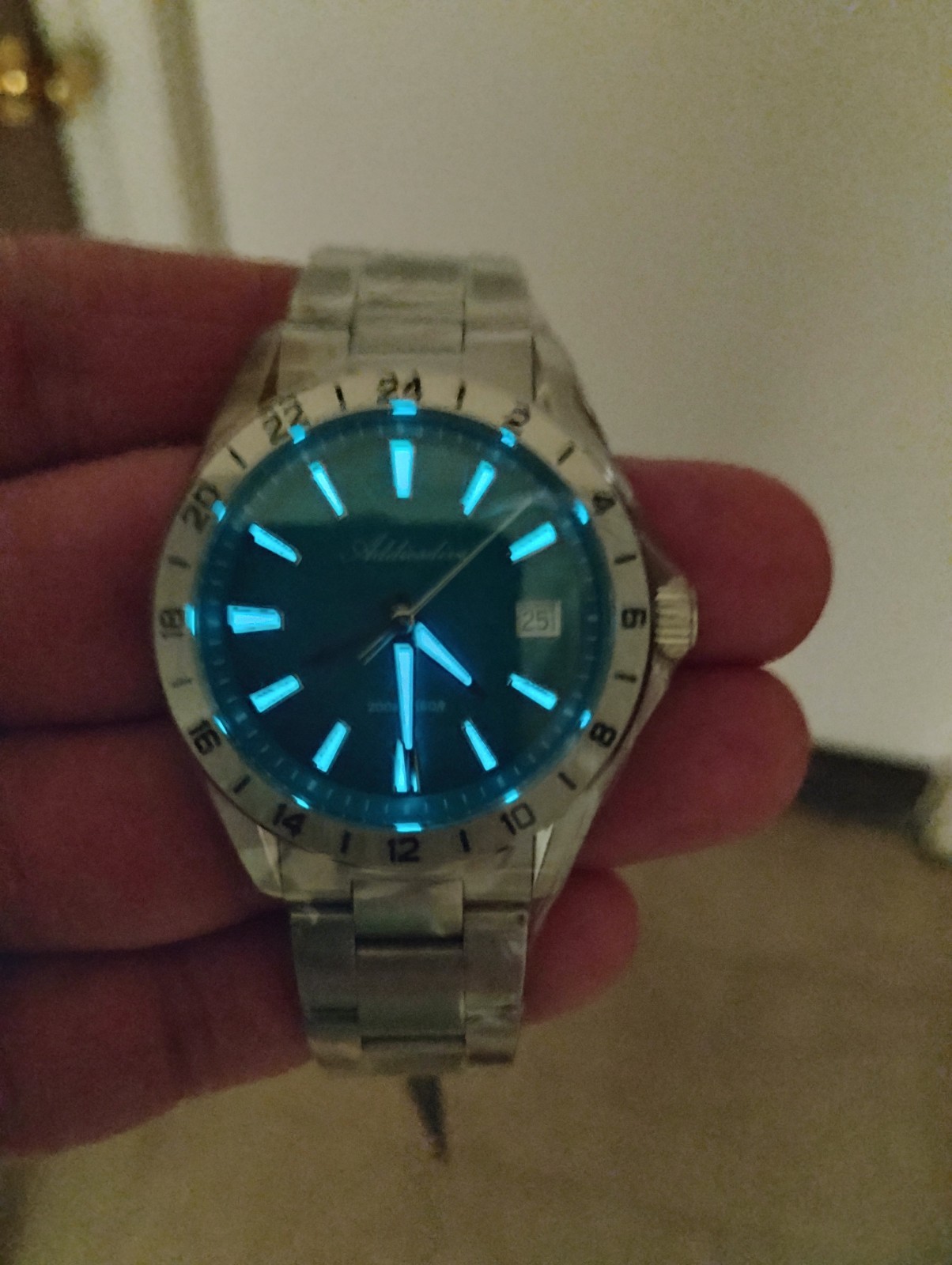 Addiesdive (AD2548) GMT Swiss Quartz Men’s Watch, Blue-Teal Dial, Sapphire, 200m