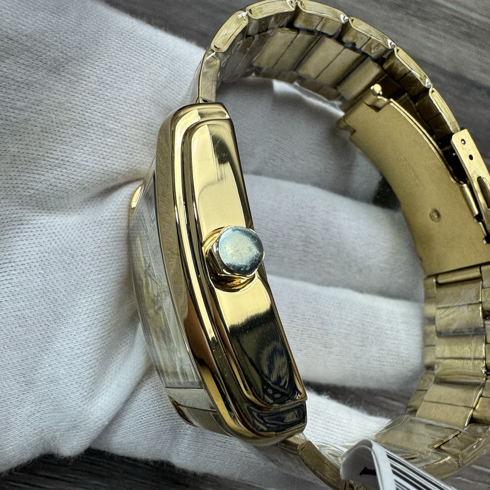 Invicta Celestial Watch Men 35mm Gold Stainless Steel Gold Dial Rectangle Quartz