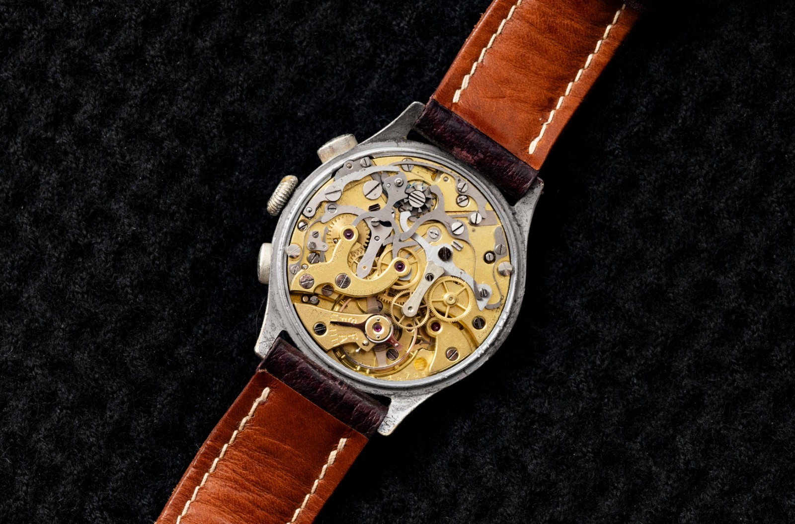 Lemania 15TL Chronograph Watch – Black Dial – Tachymeter – Circa 1938-1942