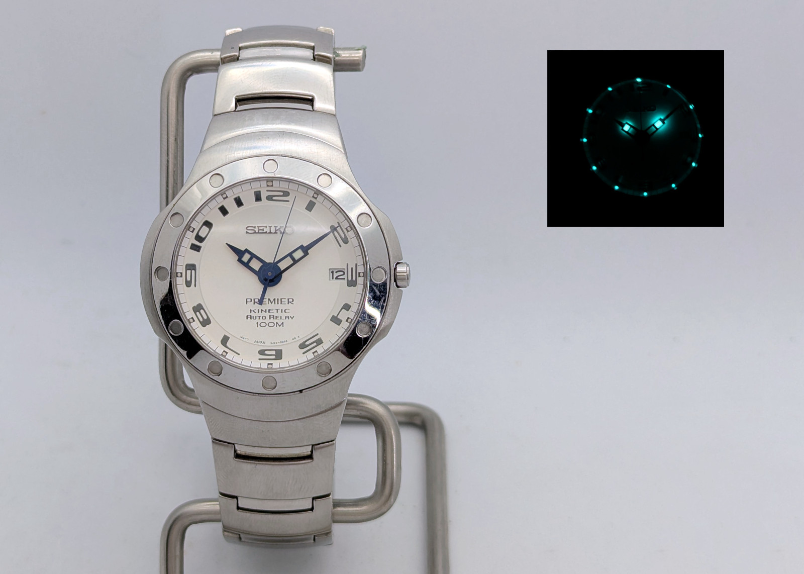 Seiko Premier Auto Relay 5J22 White Dial Sapphire | New Capacitor & Hinged Box