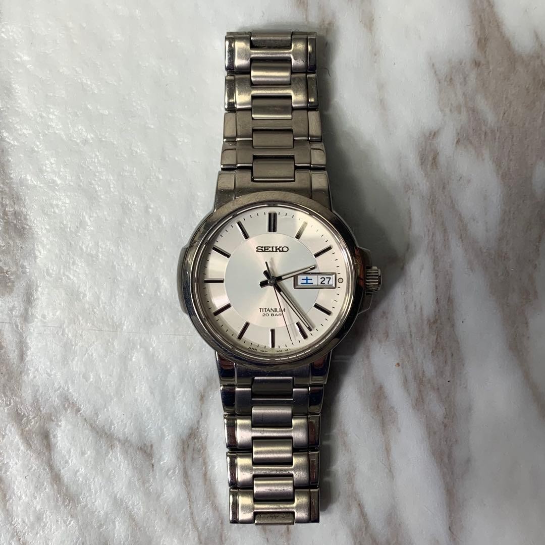 SEIKO 7N43-7B8 Titanium Solar Day-Date 35mm