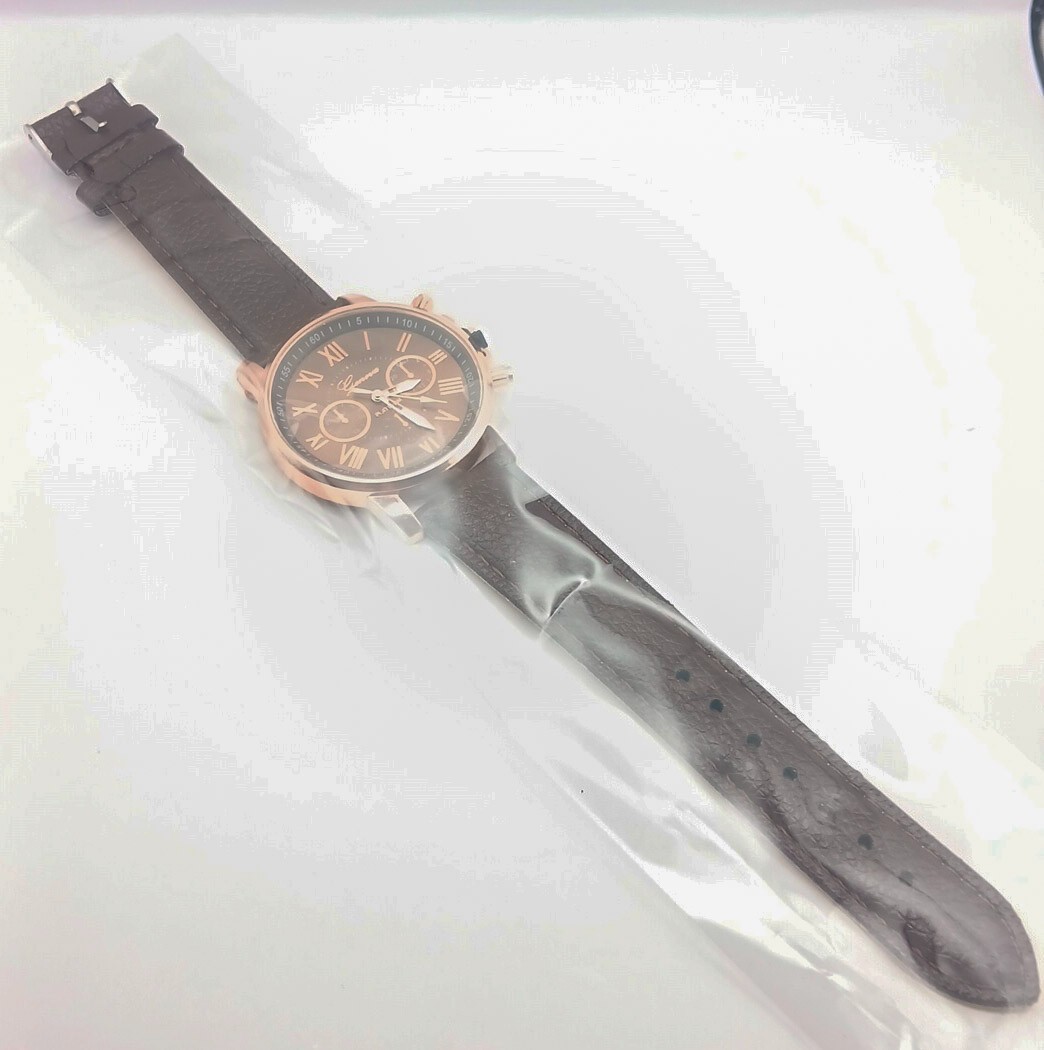 *Brand New* Geneva Platinum Rose-Gold Tone, Brown Faux Leather