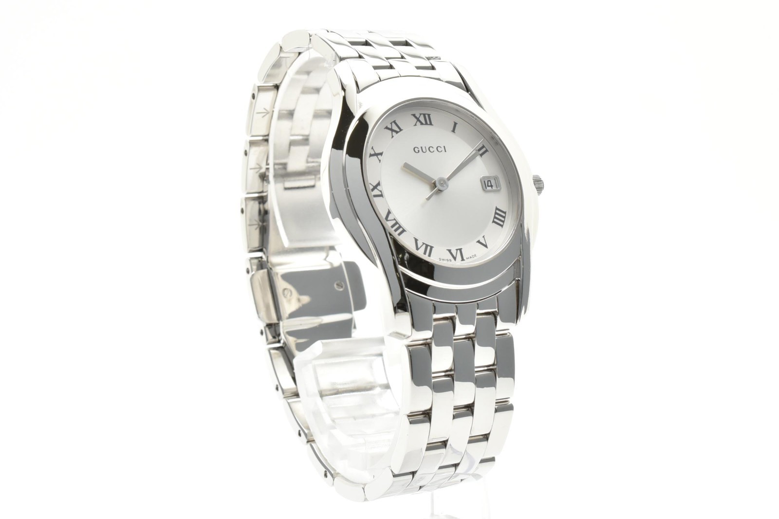GUCCI 5500M G-Class Quartz Men’s Watch 35mm Vintage Silver Dial Date Swiss