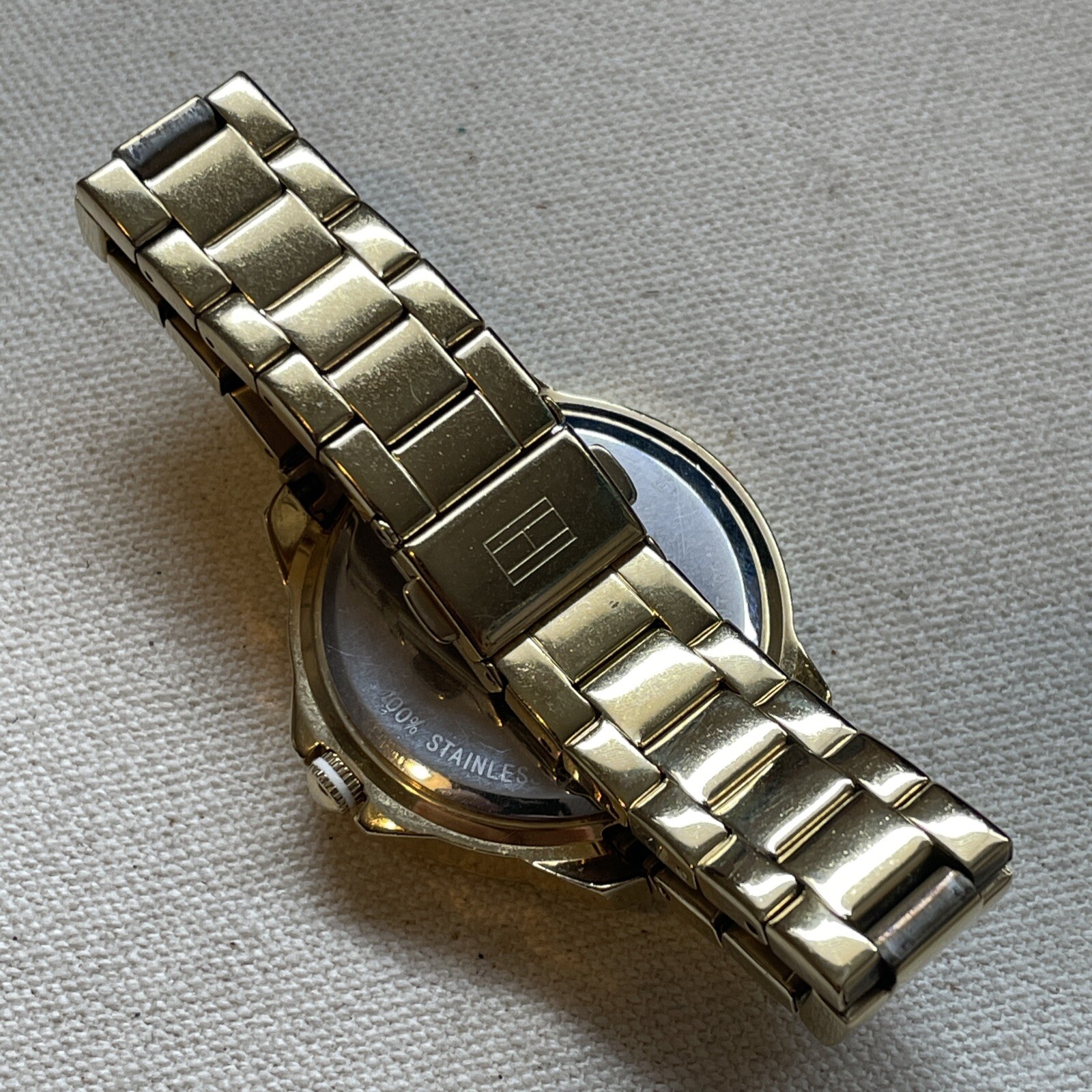 TOMMY HILFIGER Gold Tone Stainless Steel Mens Watch New Battery TH238.3.34.1564