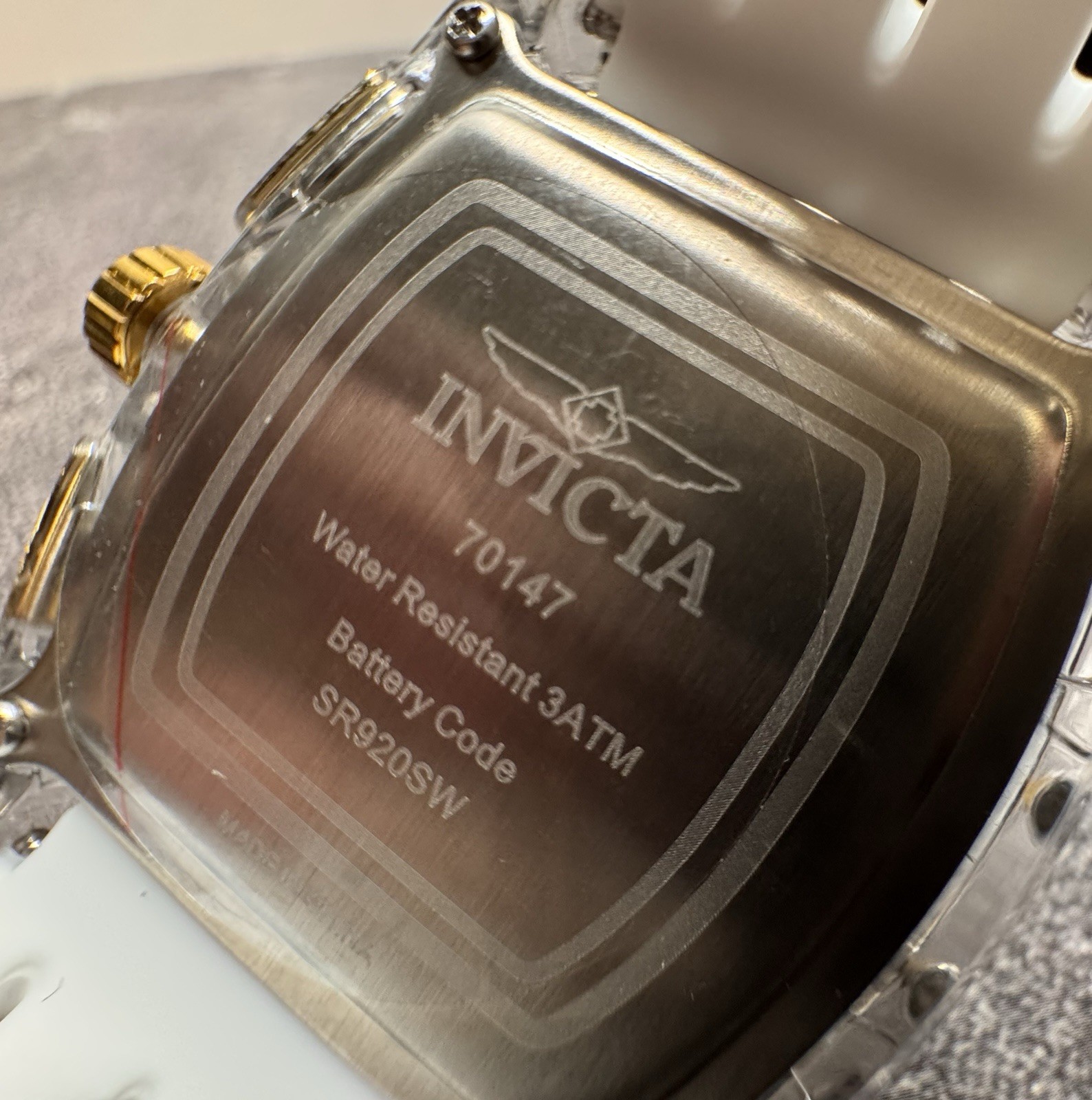 Invicta S1 Rally Allogrip 70147 42mm Clear/Gold Case White Strap Chronograph NIB