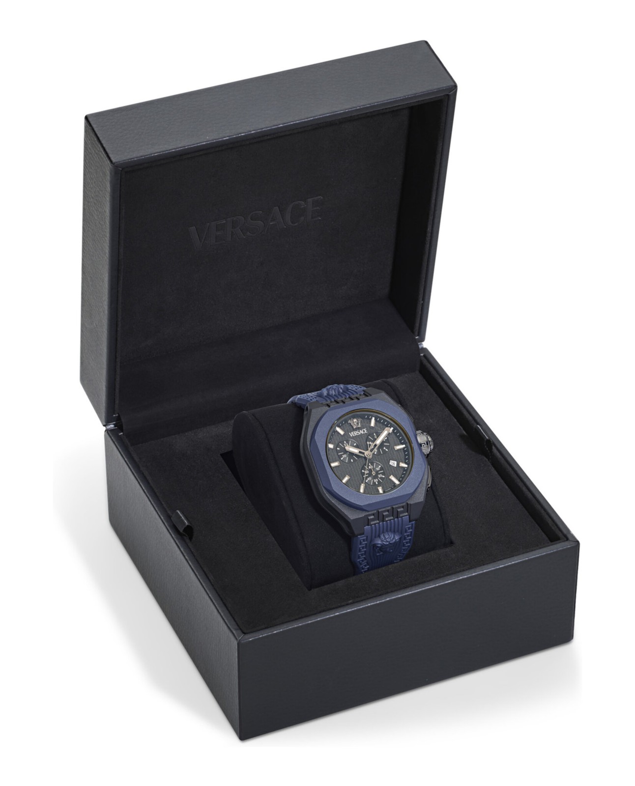 Versace Mens Black 44mm Strap Fashion Watch