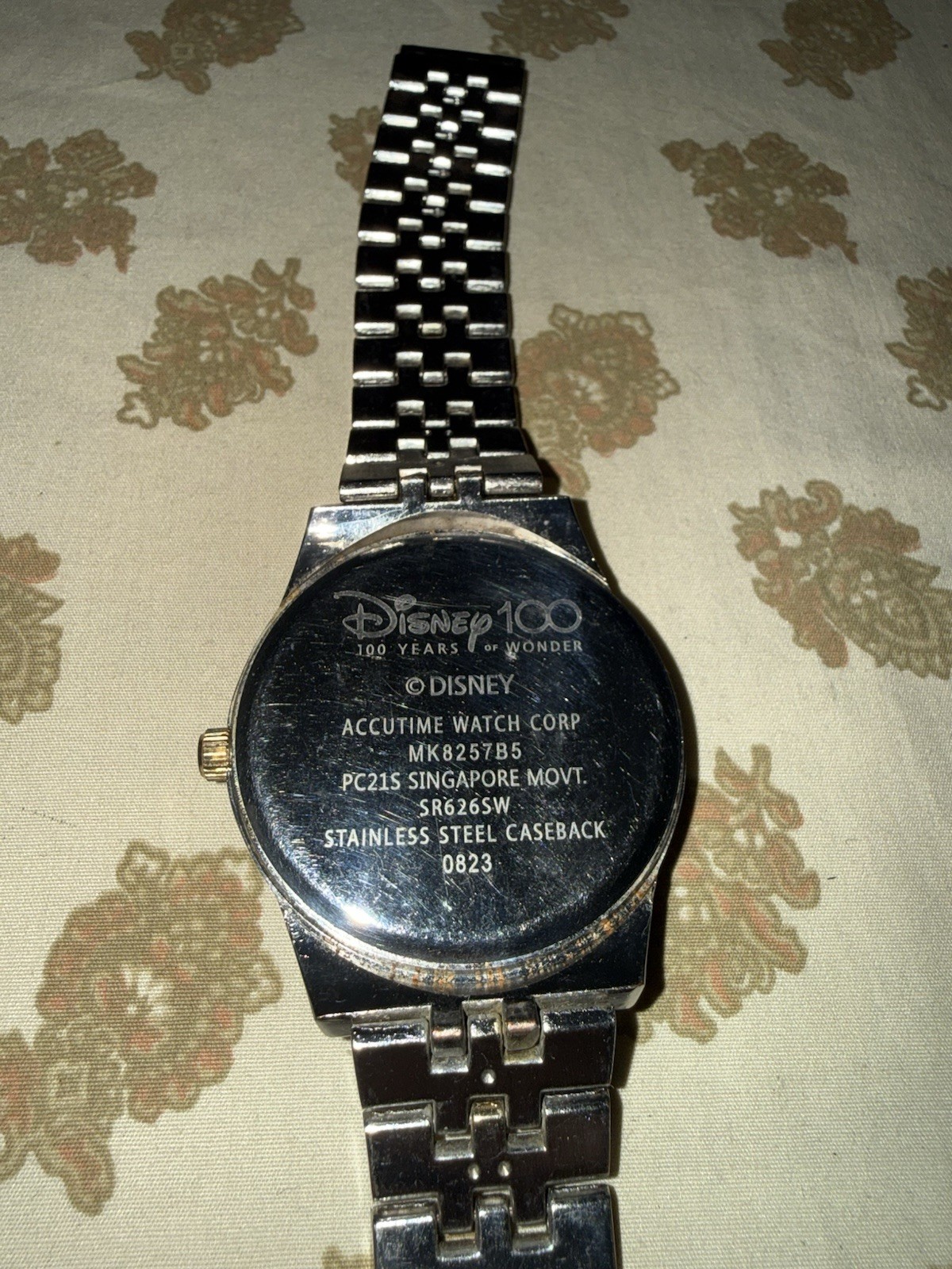 Disney 100 Years of Wonder Mickey Mouse Watch Accutime MK8257B5 Stainless Quartz